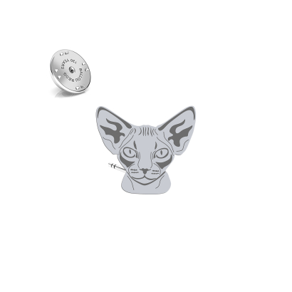 Silver Devon Rex Cat pin - MEJK Jewellery