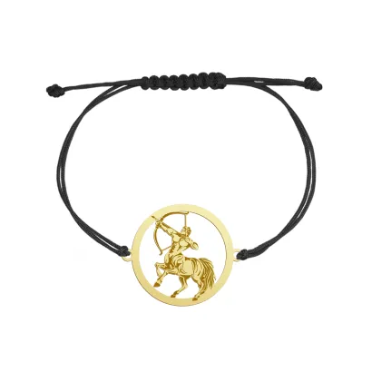 Pozłacana Bransoletka na sznurku z Centaurem GRAWER GRATIS - MEJK Jewellery