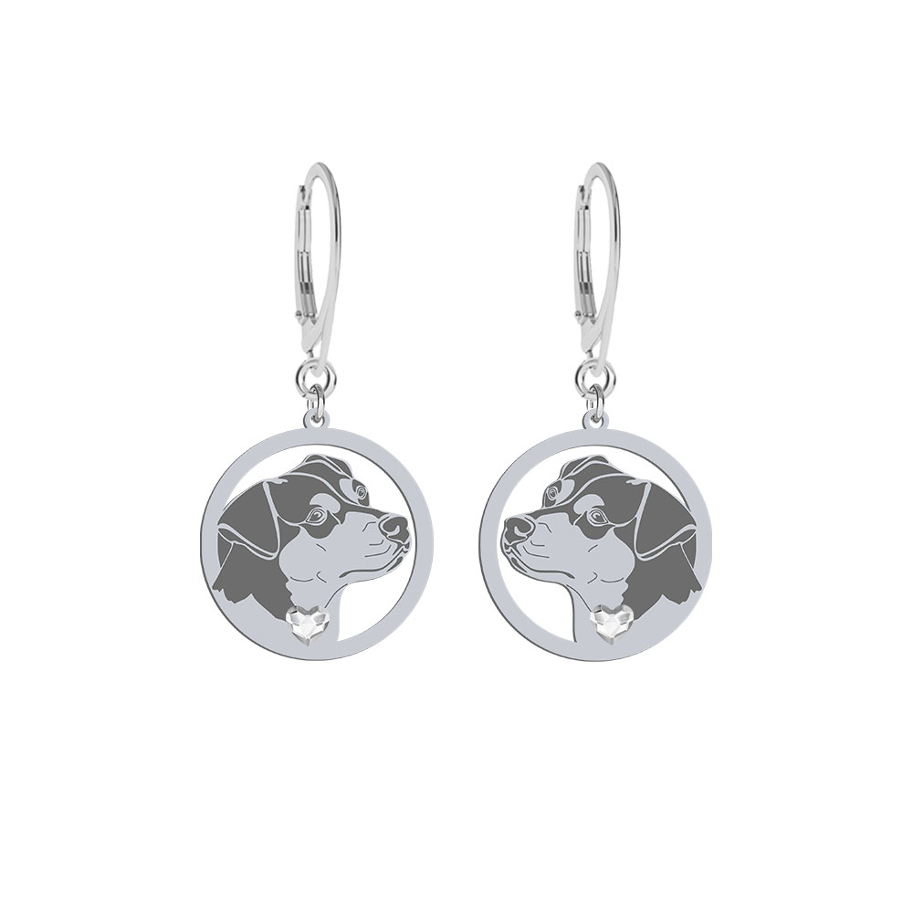 Silver Brazilian Terrier engraved earrings with a heart - MEJK Jewellery