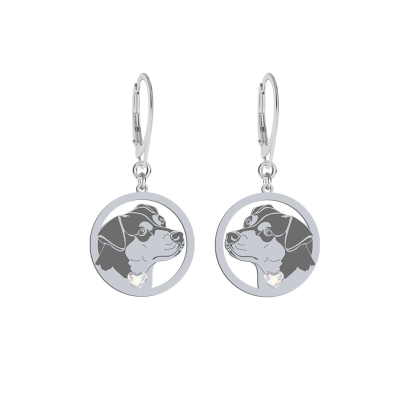 Silver Brazilian Terrier engraved earrings with a heart - MEJK Jewellery