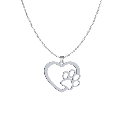 Necklace with heart and dog's paw silver - MEJK Jewellery