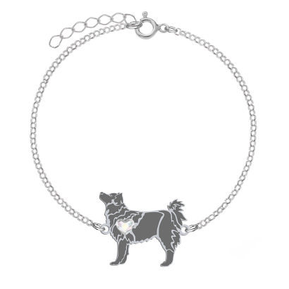 Silver Swedish Lapphund engraved bracelet with a heart - MEJK Jewellery
