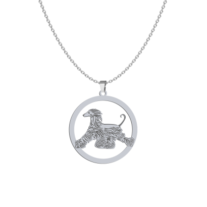 Naszyjnik z psem Chartem Afgańskim srebro GRAWER GRATIS - MEJK Jewellery