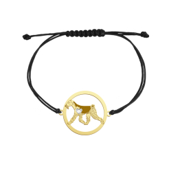 Bransoletka Pozłacana na sznurku Airedale Terrier GRAWER GRATIS - MEJK Jewellery
