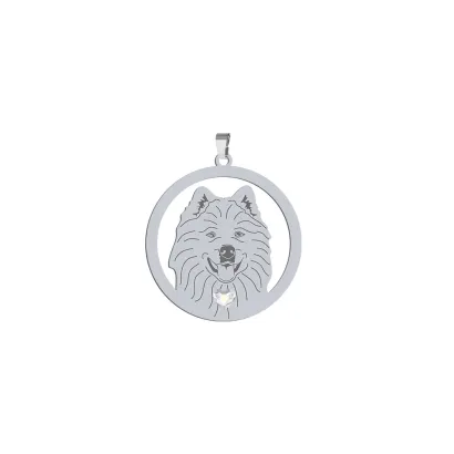 Silver Samoyed pendant with a heart, FREE ENGRAVING - MEJK Jewellery