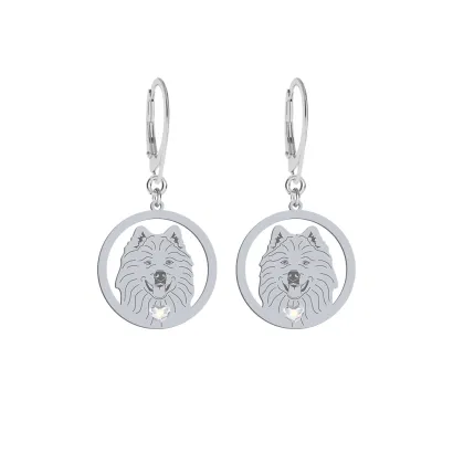 Silver Samoyed earrings with a heart, FREE ENGRAVING - MEJK Jewellery