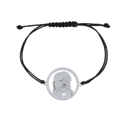 Silver Old English Sheepdog string bracelet, FREE ENGRAVING - MEJK Jewellery