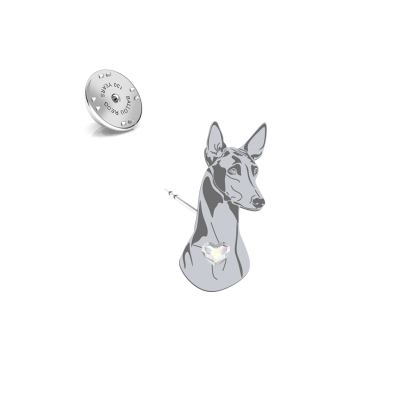 Silver Pharaoh Hound pin with a heart - MEJK Jewellery