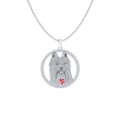 Silver Australian Silky Terrier engraved necklace - MEJK Jewellery