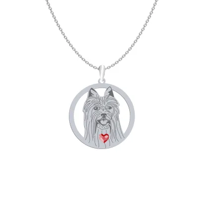 Silver Australian Silky Terrier engraved necklace - MEJK Jewellery