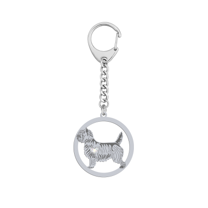 Silver Cairn Terrier keyring with a heart, FREE ENGRAVING - MEJK Jewellery