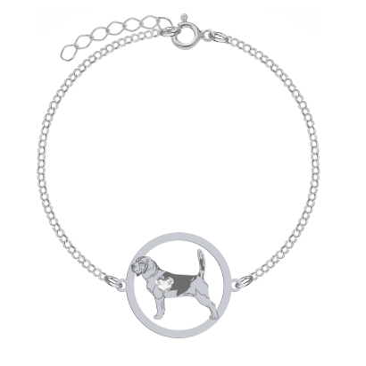 Silver Beagle bracelet with a heart- MEJK Jewellery