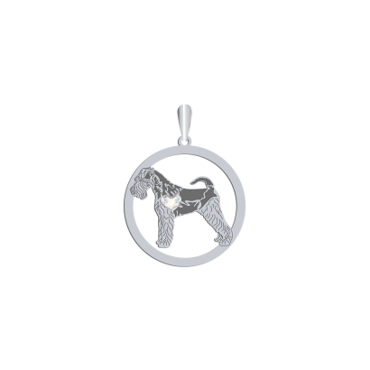 Silver Welsh Terrier engraved pendant with a heart - MEJK Jewellery