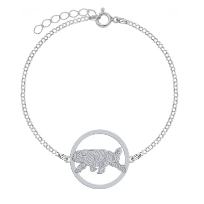 Silver South Russian Shepherd Dog engraved bracelet - MEJK Jewellery