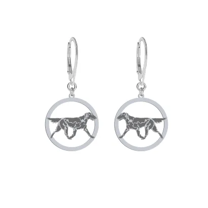 Silver Flat Coated Retriever earrings, FREE ENGRAVING - MEJK Jewellery