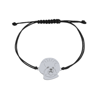 Silver Bichon Frise engraved string bracelet - MEJK Jewellery