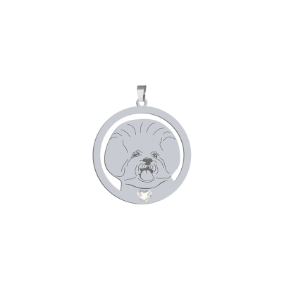 Silver Bichon Frise pendant with a heart - MEJK Jewellery