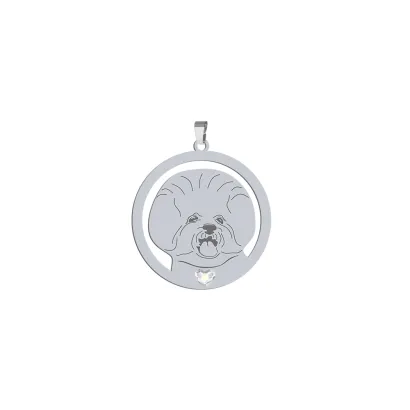 Silver Bichon Frise pendant with a heart - MEJK Jewellery