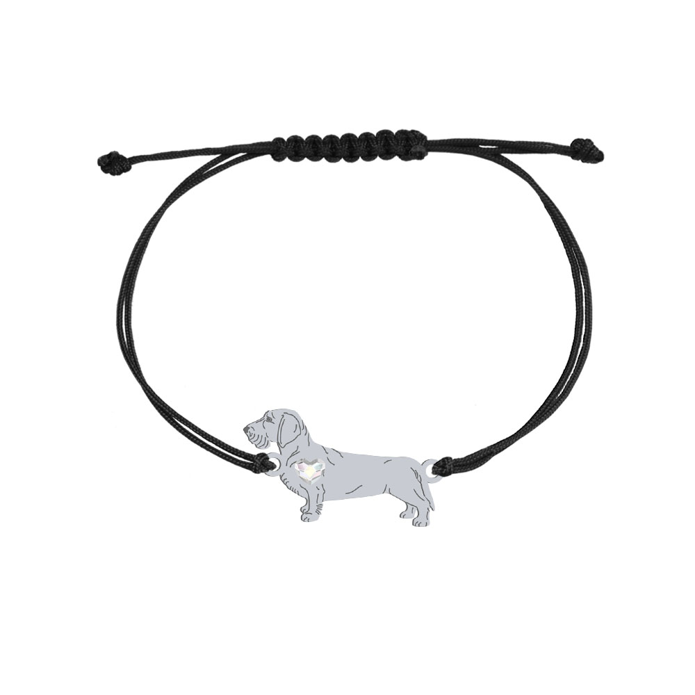 Silver Wirehaired dachshund string bracelet, FREE ENGRAVING - MEJK Jewellery