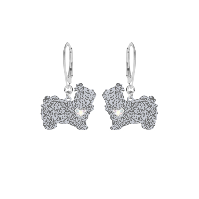 Silver Russian Tsvetnaya Bolonka earrings with a heart, FREE ENGRAVING - MEJK Jewelery