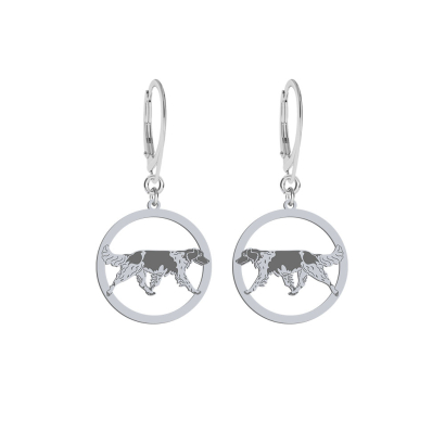 Silver Small Münsterländer earrings, FREE ENGRAVING - MEJK Jewellery