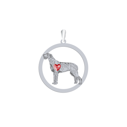Silver  Irish Wolfhound  engraved pendant with a heart - MEJK Jewellery