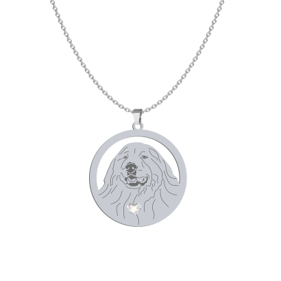 Silver Pyrenean Mountain Dog necklace with a heart, FREE ENGRAVING - MEJK Jewellery