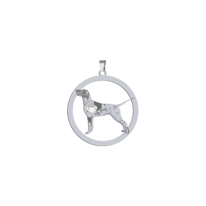 Silver German Shorthaired Pointer engraved pendant with a heart - MEJK Jewellery