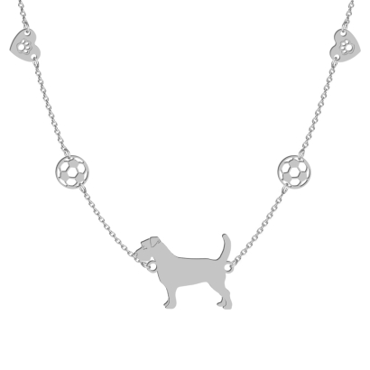 Silver Long-haired Jack Russell Terrier necklace with a heart, FREE ENGRAVING - MEJK Jewellery
