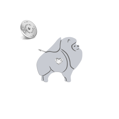 Wpinka z psem Pomeranian srebro - MEJK Jewellery