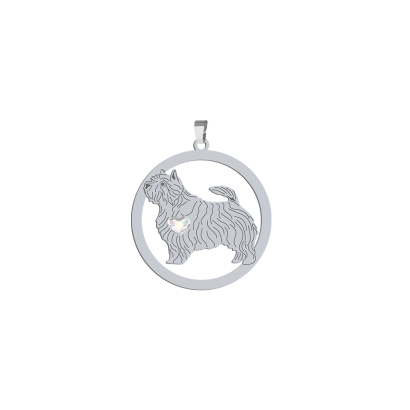 Silver Norwich Terrier pendant with a heart, FREE ENGRAVING - MEJK Jewellery