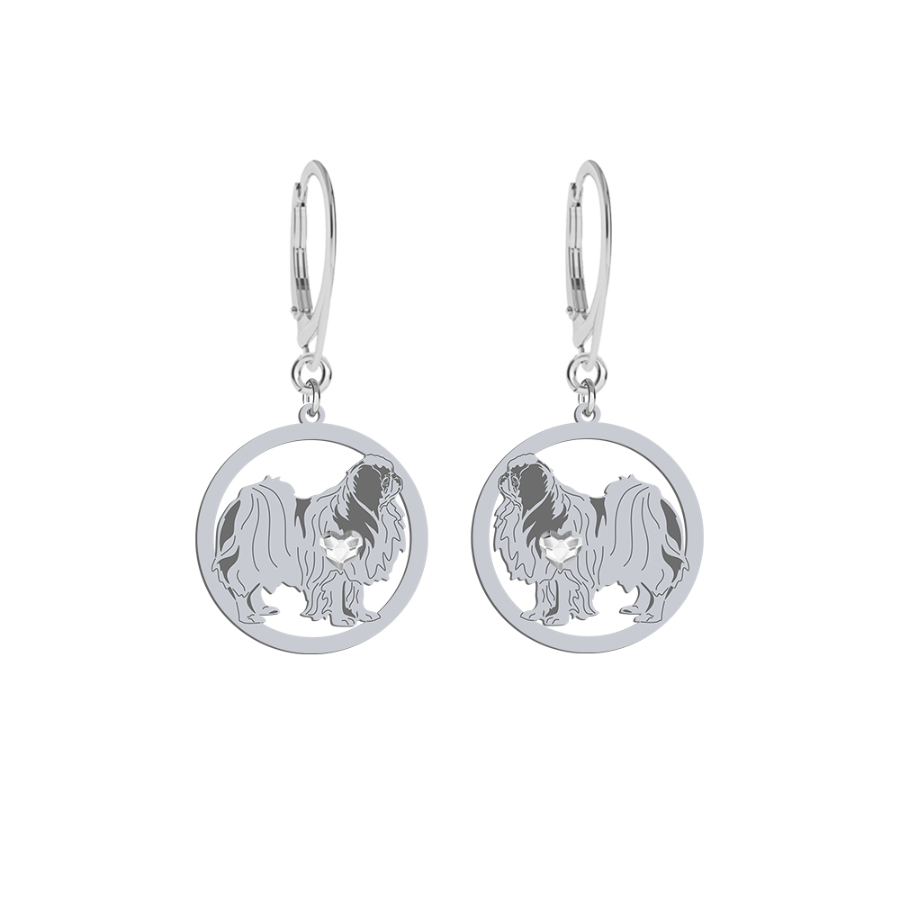Silver Japanese Chin earrings with a heart, FREE ENGRAVING - MEJK Jewellery