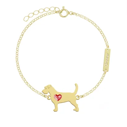 Silver Long-haired Jack Russell Terrier bracelet, FREE ENGRAVING - MEJK Jewellery