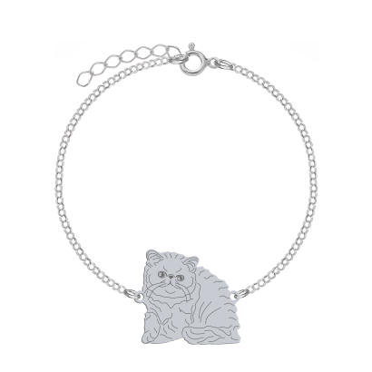 Silver Exotic Shorthair Cat bracelet, FREE ENGRAVING - MEJK Jewellery