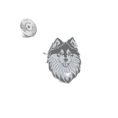 Silver Finnish Lapphund pin with a heart - MEJK Jewellery