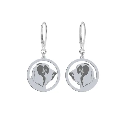Silver Basset engraved earrings- MEJK Jewellery