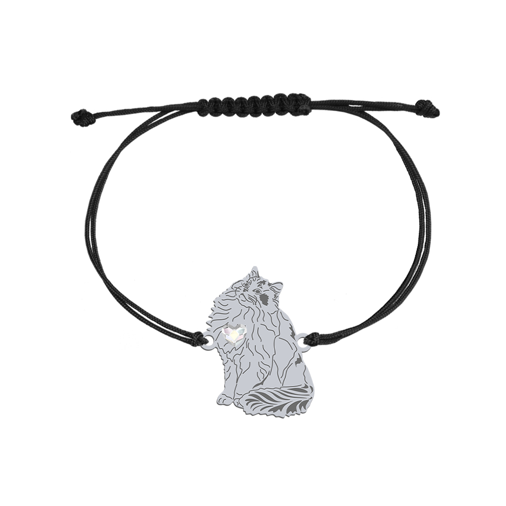 Silver Ragdoll Cat string bracelet, FREE ENGRAVING - MEJK Jewellery