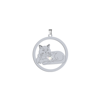 Silver British Shorthair Cat pendant, FREE ENGRAVING - MEJK Jewellery