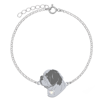 Silver Saint Bernard engraved bracelet - MEJK Jewellery