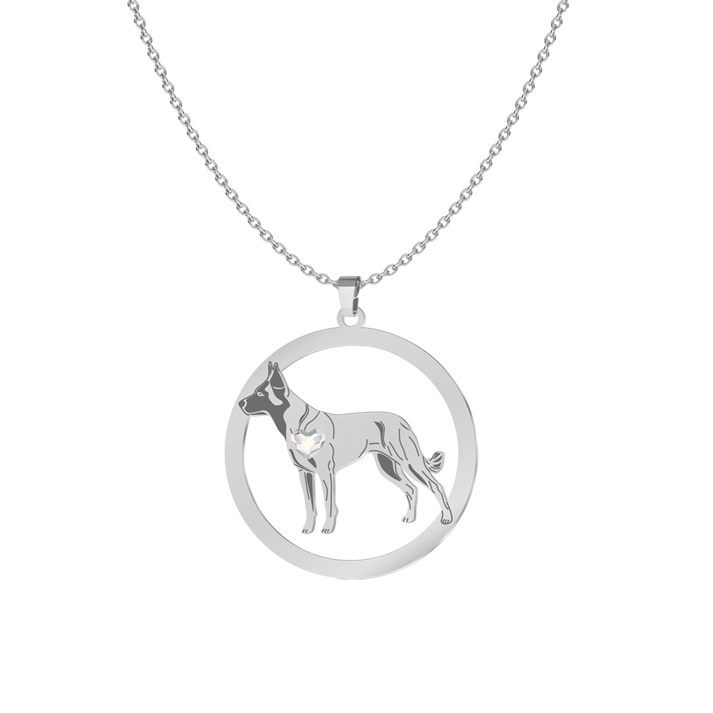 Silver Malinois necklace with a heart, FREE ENGRAVING - MEJK Jewellery
