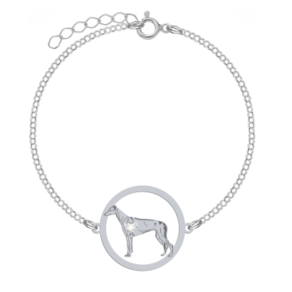 Silver Greyhound bracelet with a heart, FREE ENGRAVING - MEJK Jewellery