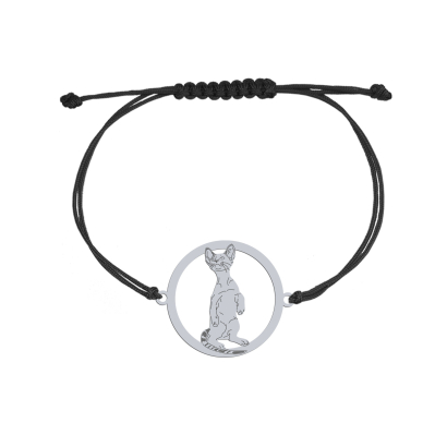Silver Siamese Cat string bracelet, FREE ENGRAVING - MEJK Jewellery