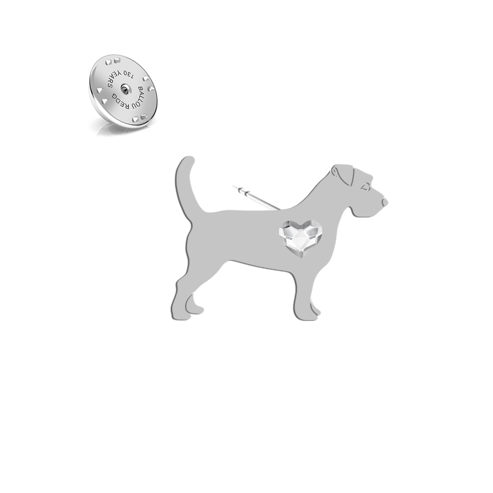 Silver Long-haired Jack Russell Terrier pin, FREE ENGRAVING - MEJK Jewellery