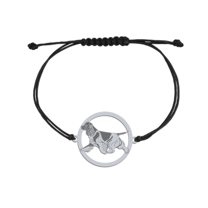 Silver English Cocker Spaniel engraved string bracelet - MEJK Jewellery