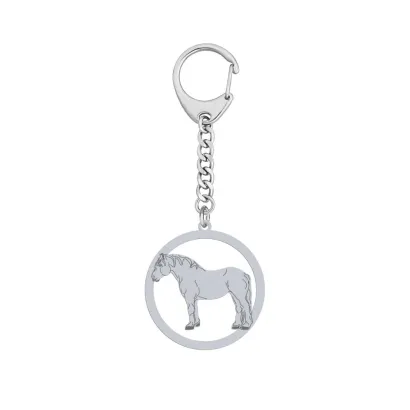 Silver Percheron Horse keyring with, FREE ENGRAVING - MEJK Jewellery