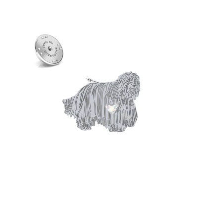 Silver Bergamasco shepherd pin with a heart - MEJK Jewellery