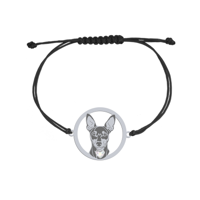Silver Miniature Pinscher string bracelet, FREE ENGRAVING - MEJK Jewellery