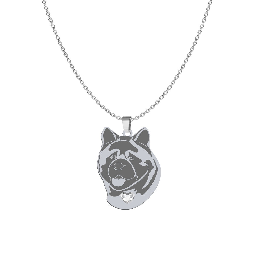Silver American Akita engraved necklace - MEJK Jewellery