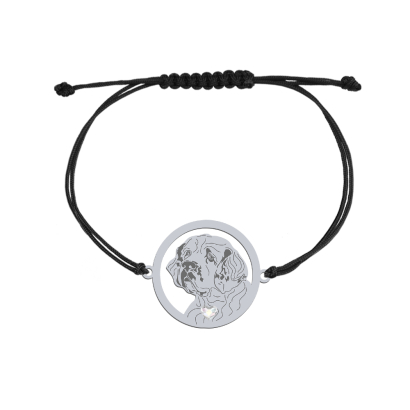Silver Clumber Spaniel engraved string bracelet with a heart - MEJK Jewellery