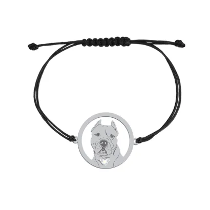 Silver Dogo Argentino engraved string bracelet - MEJK Jewellery
